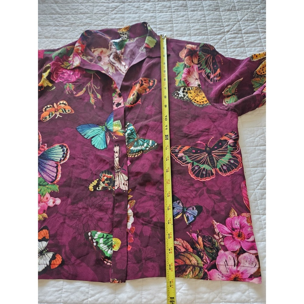 Johnny Was Silk Floral Butterfly Garden Prairie Tropical Pant Set S - Picture 9 of 16
